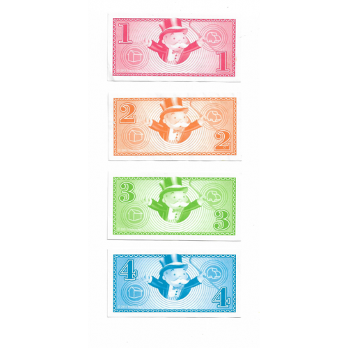 Игровые банкноты Монополия набор 4шт разные. Иностранные