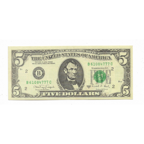 Календарик 5 доларів 1988 США 1993. 30-років