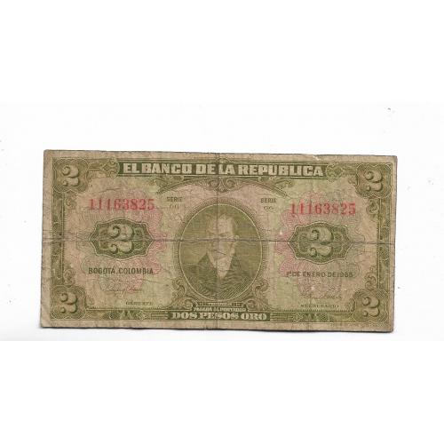 Колумбия 2 песо оро 1 января 1955 редкая