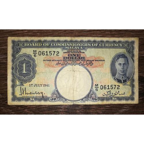 MALAYA Малайя 1 долар 1941