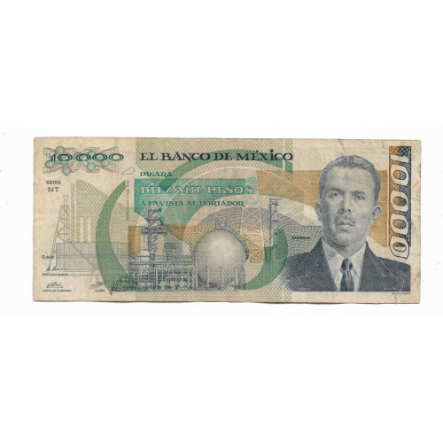Mexico 10000 песо 1 февраля 1988 (тип подписей - серия NT) Мексика.