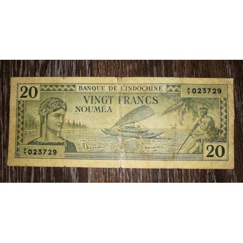 NEW CALEDONIA Нова Каледонія 20 франків 1944 рідкісна. Див. опис.