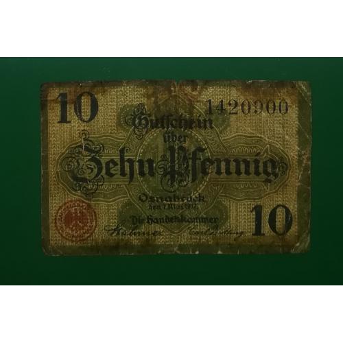Нотгельд Германия 10 пфеннигов нотгельд 1917 Оснабрюк