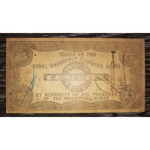 PHILIPPINES Філіппіни BOHOL 25 сентаво 1942 період окупації Японією. № S132f по каталогу