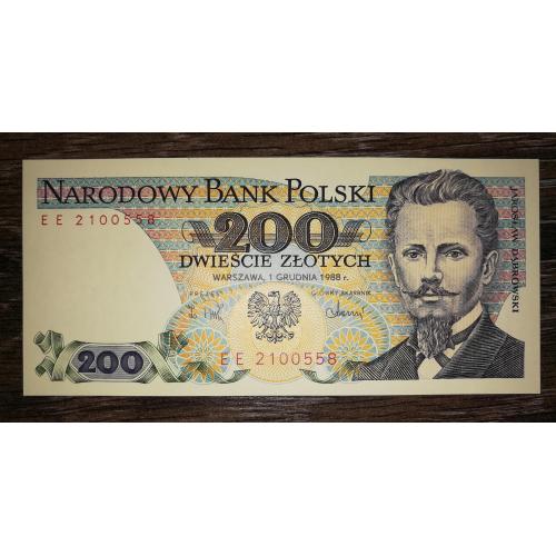 POLAND Польща ПНР 200 злотих 1 грудня 1988 UNC ЕЕ ...0055...
