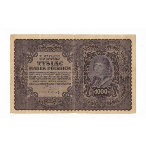Польша 1000 марок 1919 II серия + две литеры 