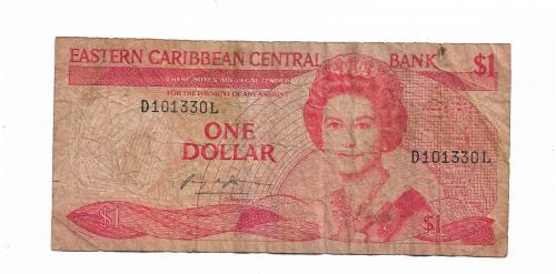Сент-Люсия 1 восточнокарибский доллар 1985 1988 (без Ангильи на карте)