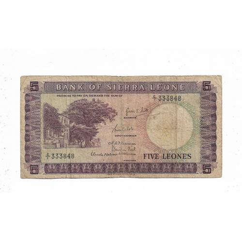 Сьерра-Леоне 5 леоне 1964 первые деньги страны, редкость