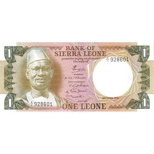 SIERRA LEONE Сьерра-Леоне 1 леоне 19 апреля 1974 UNC