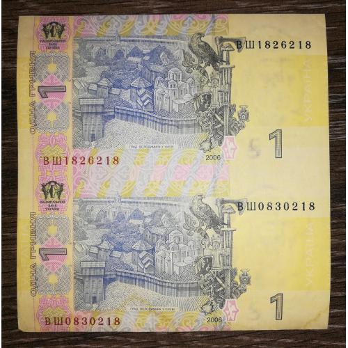 Стельмах 1 гривня 2006 нерозрізаний лист із 2 шт, пара. Блок. Рідкість. Лот №1. 1826218