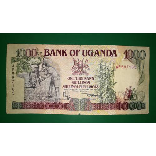 UGANDA Уганда 1000 шилінгів 1991 1-й випуск Governor &amp; Secretary, Treasury