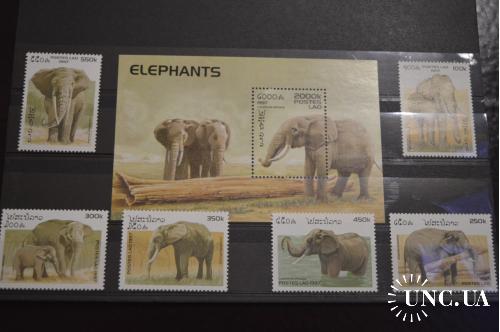 Лаос. Фауна.  Слоны. 1997 год