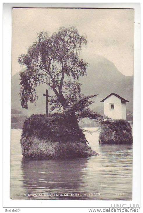 Открытка Швейцария Люцерн Озеро Люцерн остров Альтстат
