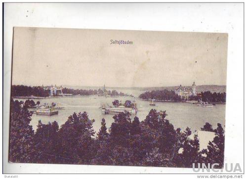 Старинная открытка Сальтшёбаден Вид на затоку