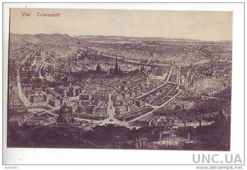 Открытка Австрия Вена Общий вид на город с верху  Wien Zotalansicht