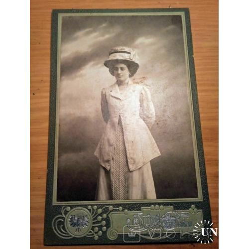 Вінтажне фото 1909 року "Дама в білому".Фотограф Абрам Стискін, місто Єнакієве