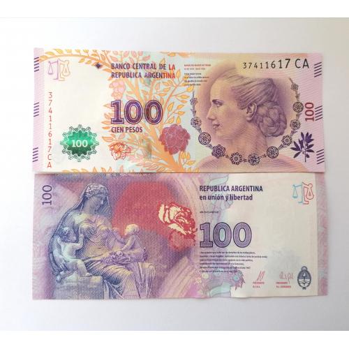 Аргентина 100 песо 2016г. UNC. 