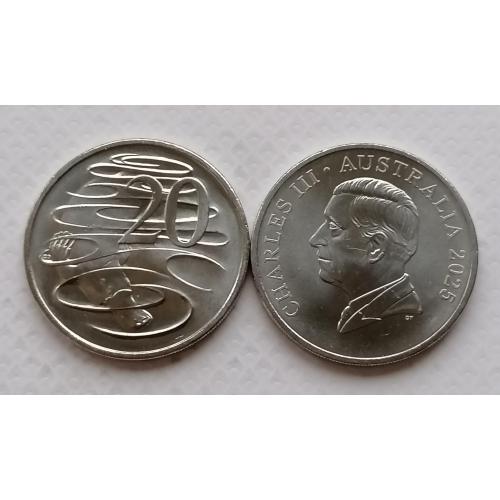 Австралия 20 центов 2025г.