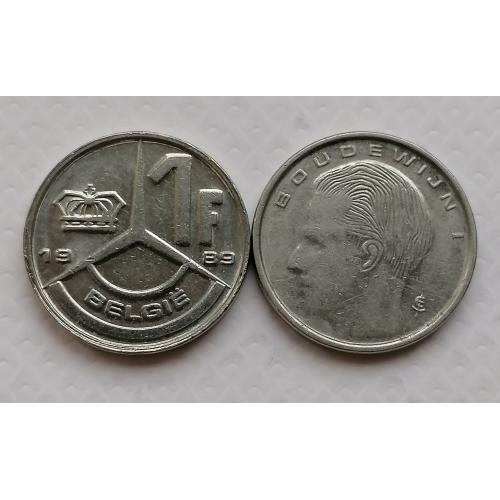 Бельгия 1 франк 1989г. BELGIË. 