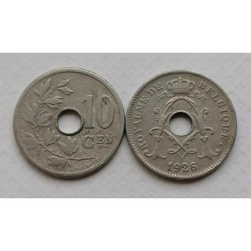 Бельгия 10 сентимов 1926г. ROYAUME DE BELGIQUE. 