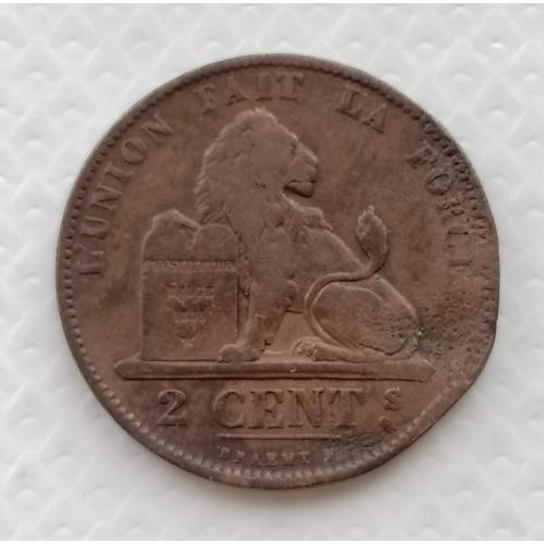 Бельгия 2 сентима 1874г. DES BELGES. 