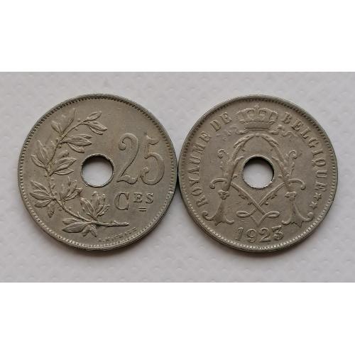 Бельгия 25 сантимов 1923г. ROYAUME DE BELGIQUE. 