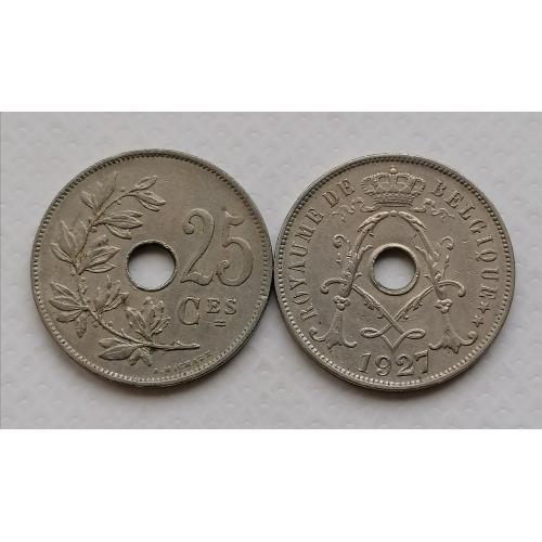 Бельгия 25 сантимов 1927г. ROYAUME DE BELGIQUE. 