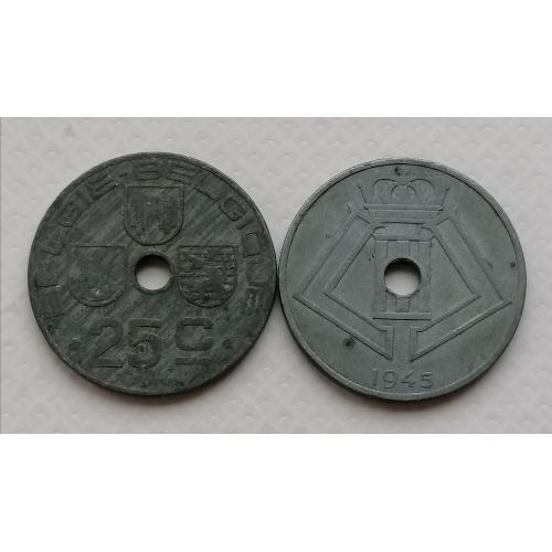 Бельгия 25 сантимов 1945г. BELGIE - BELGIQUE. 