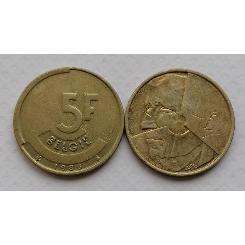 Бельгия 5 франков 1986г. BELGIË. 
