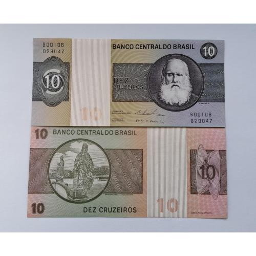 Бразилия 10 крузейро 1974г. UNC. 