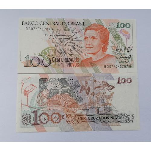 Бразилия 100 крузейро 1989г. UNC. 