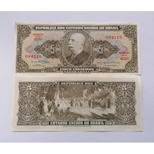 Бразилия 5 крузейро 1964г. аUNC. 