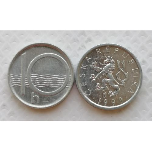 Чехия 10 геллеров 1999г. Знак b'. 