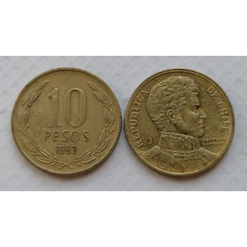Чили 10 песо 1993г.