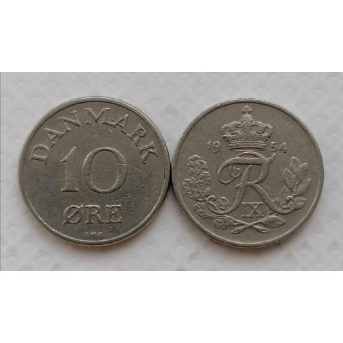 Дания 10 эре 1954г.
