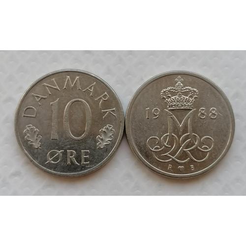 Дания 10 эре 1988г.