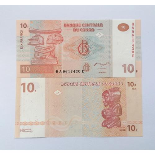 ДР Конго 10 франков 2003г. UNC. 