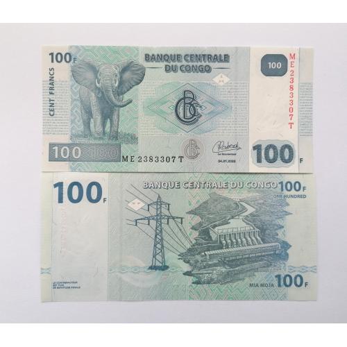 ДР Конго 100 франков 2022г. UNC. 