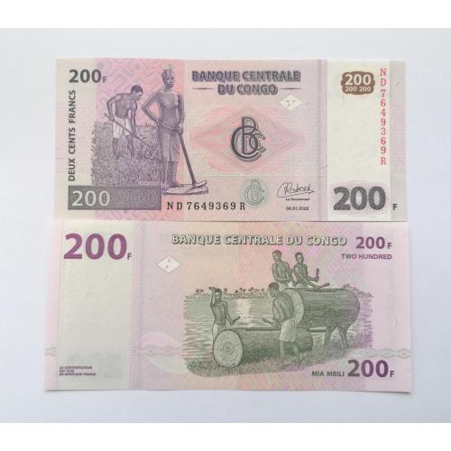 ДР Конго 200 франков 2022г. UNC. 