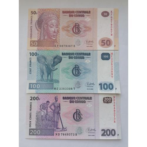 ДР Конго 3 банкноты 2022г. UNC. 