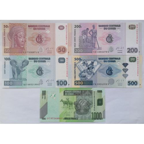 ДР Конго 5 банкнот 2013г. UNC. 