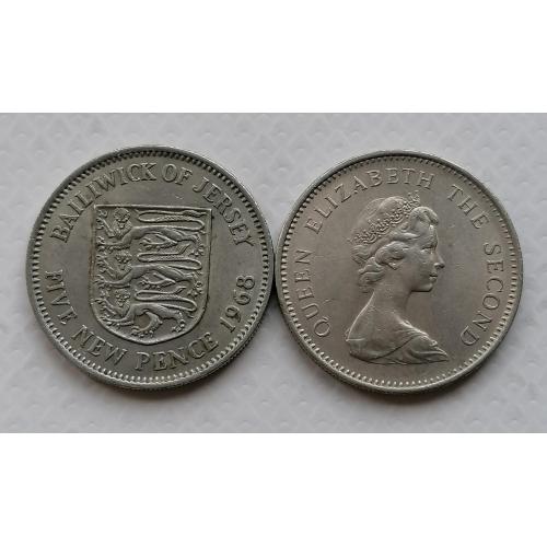 Джерси 5 новых пенсов 1968г.
