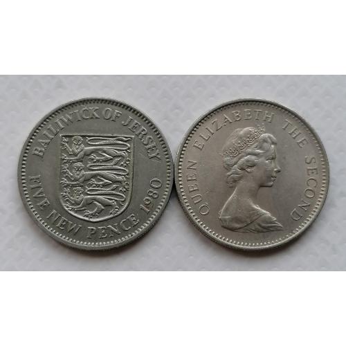 Джерси 5 новых пенсов 1980г. 