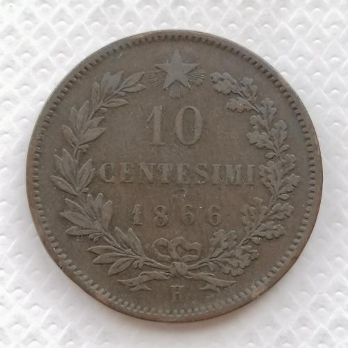 Франция 10 чентезимо 1866г. Метка H. 