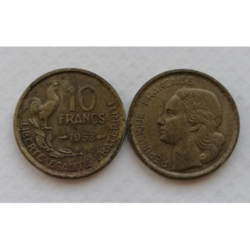 Франция 10 франков 1953г. Без метки монетного двора. 