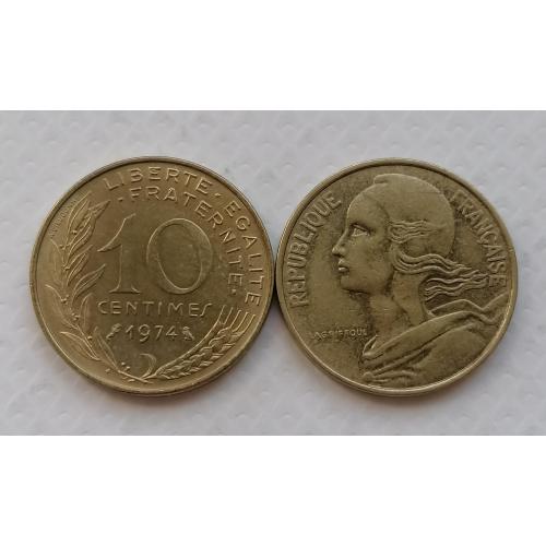 Франция 10 сантимов 1974г.