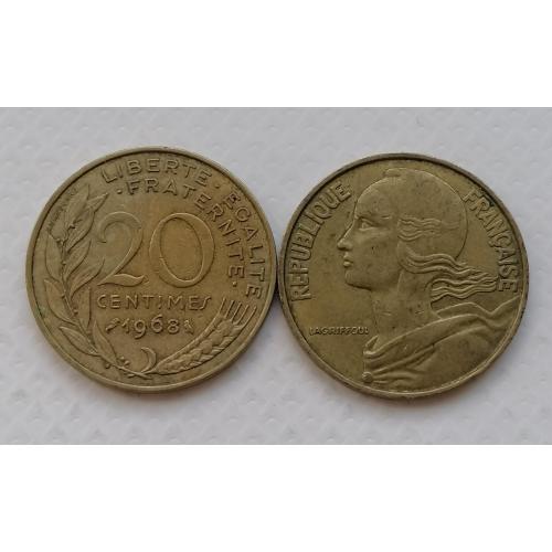 Франция 20 сантимов 1968г.