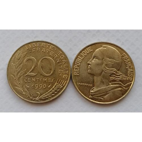 Франция 20 сантимов 1990г.