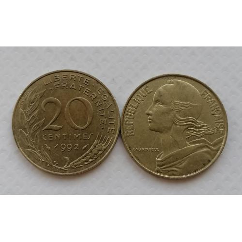 Франция 20 сантимов 1992г.