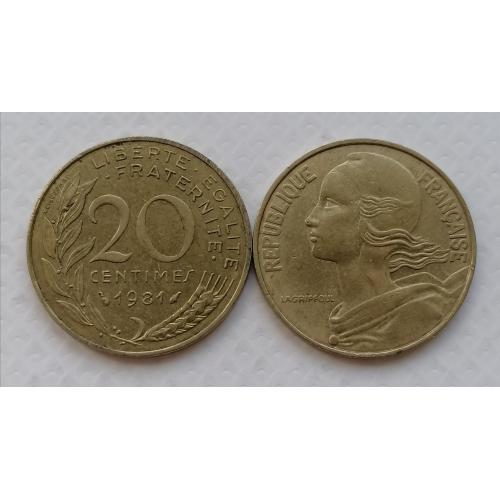 Франция 20 сентимов 1981г.